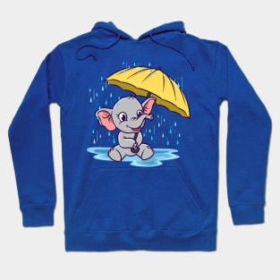 Baby Elephant Umbrella Raindrops Hoodie